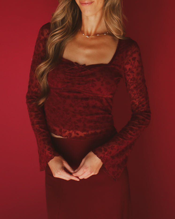 Fleur Top in Burgundy