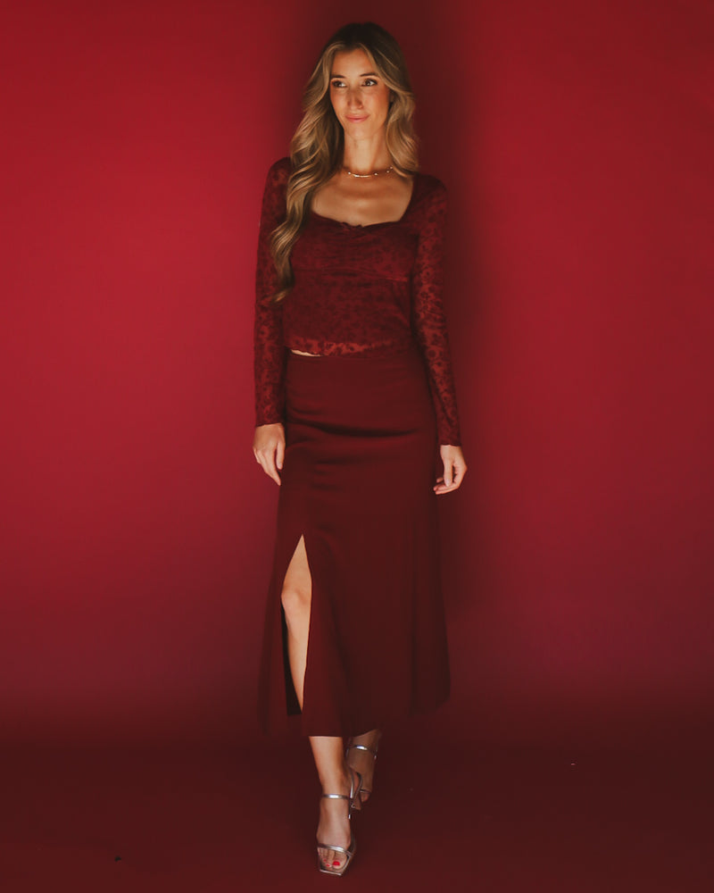 Fleur Top in Burgundy