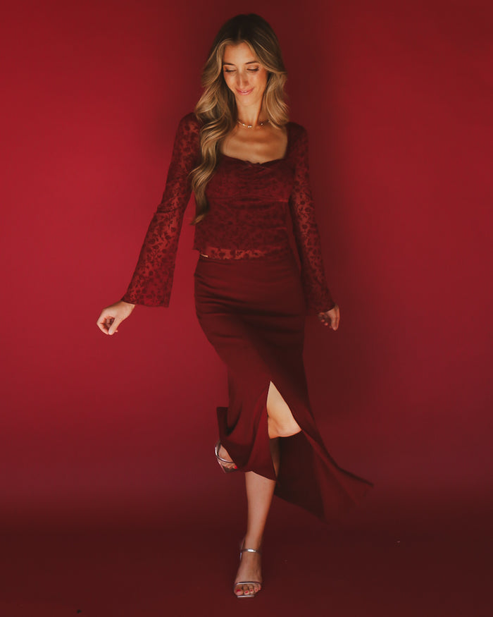 Fleur Top in Burgundy