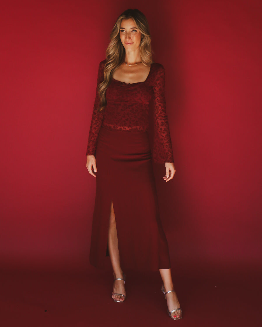 Fleur Top in Burgundy